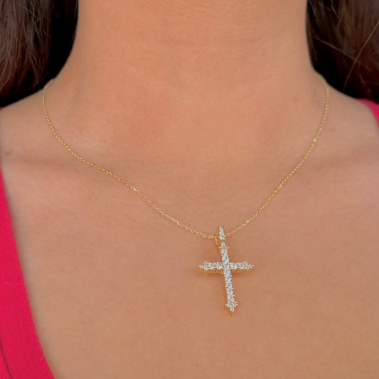 Cross Sparkle Golden Necklace