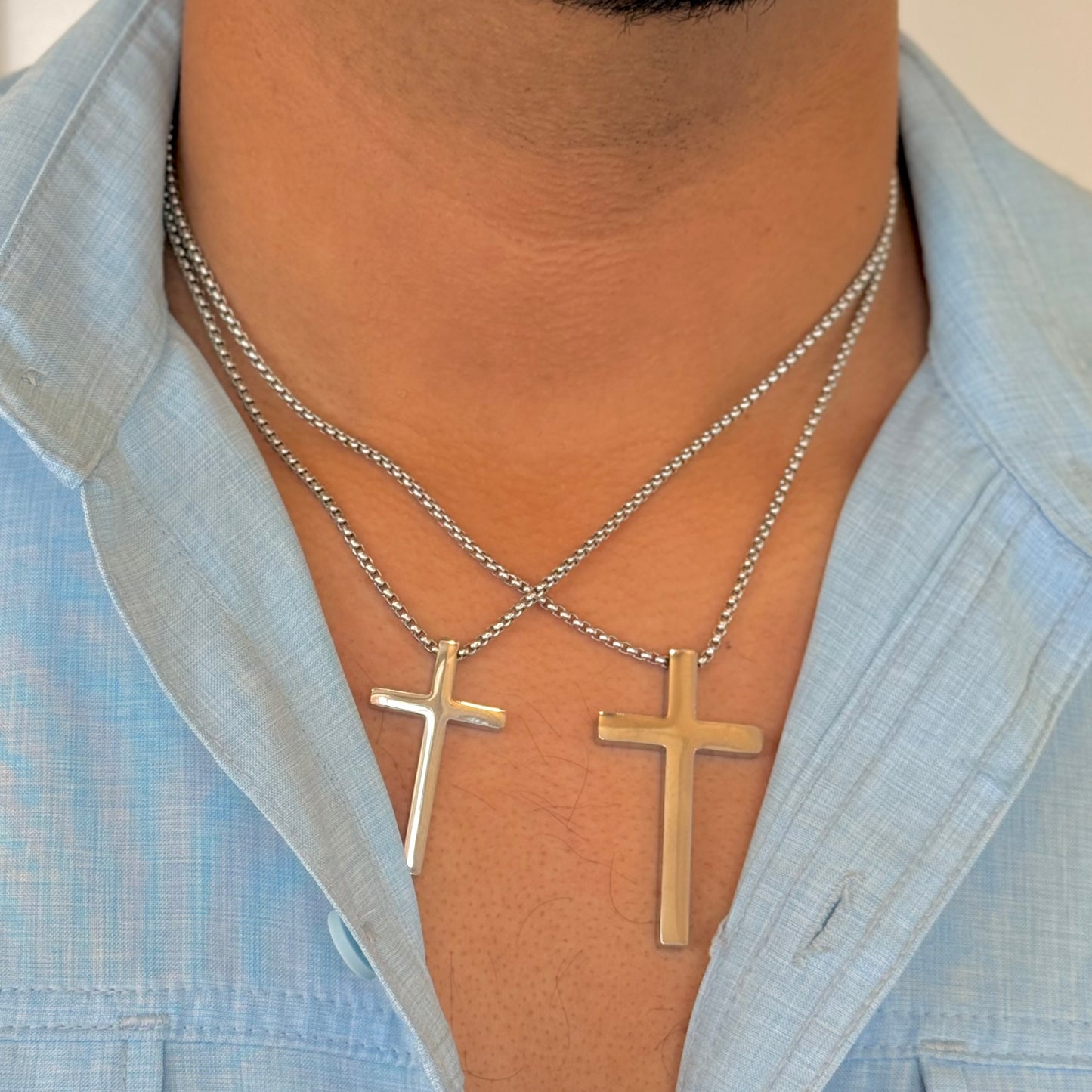 Santi Silver Cross Necklace