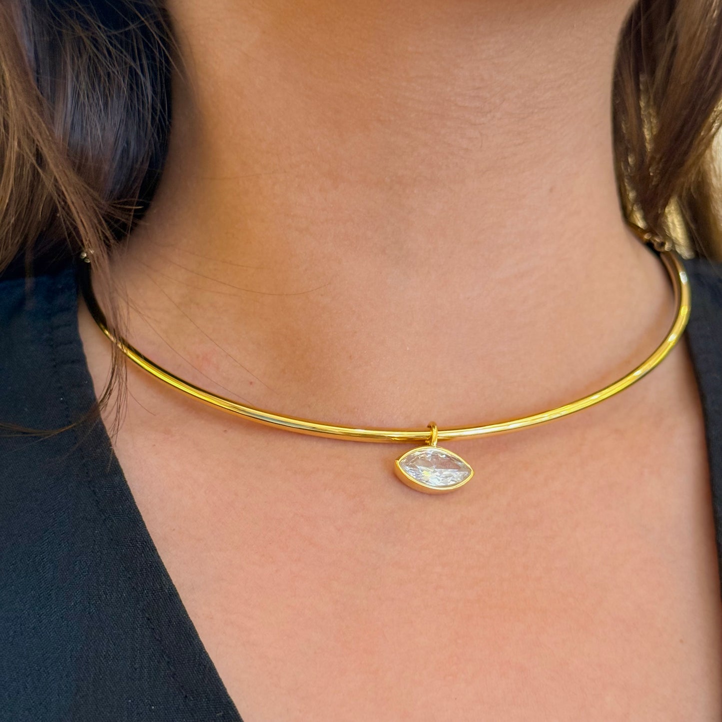 Eye Drop Rigid Golden Necklace