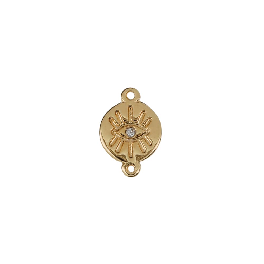 Small eye coin charm with white crystal with two handles