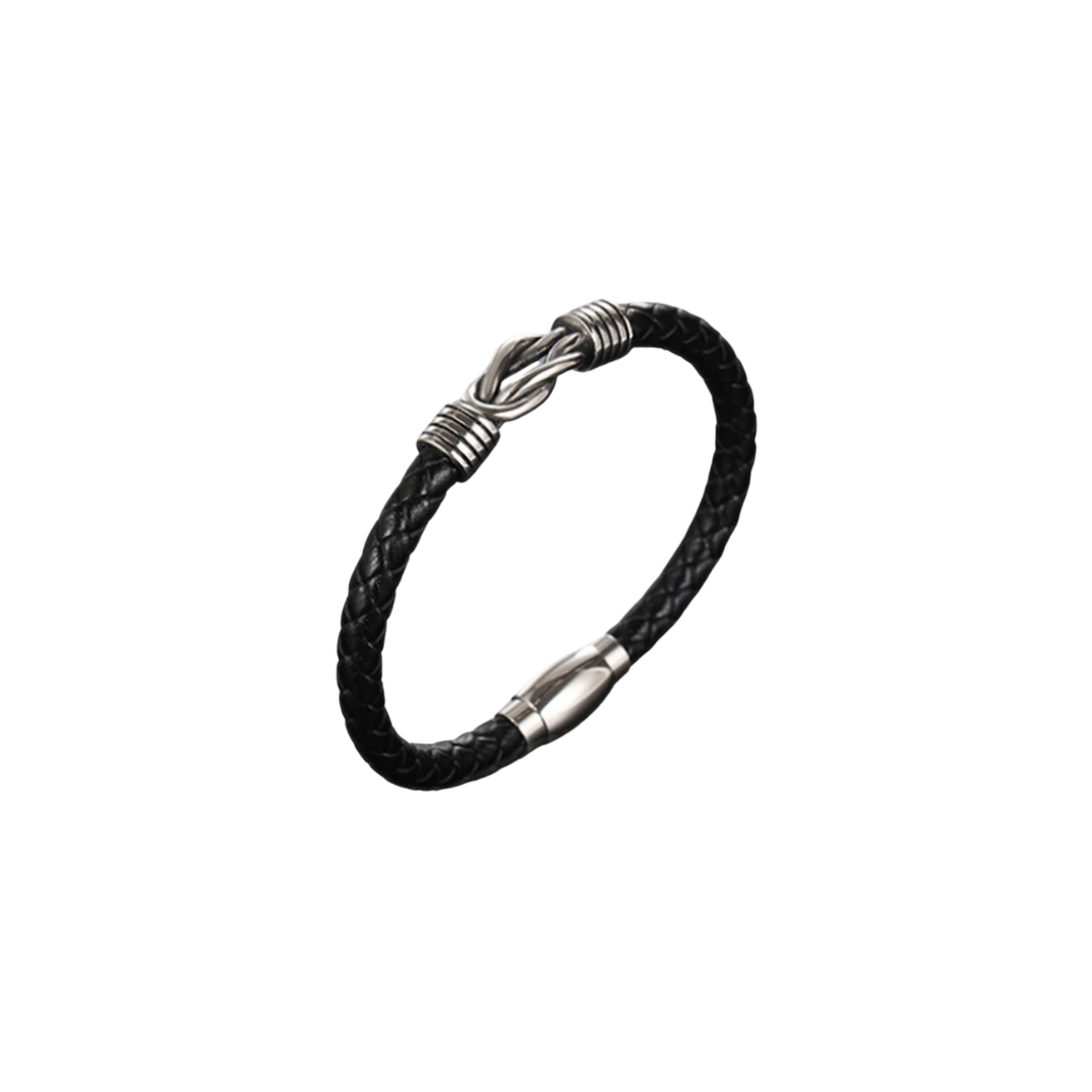Silver knot black bracelet