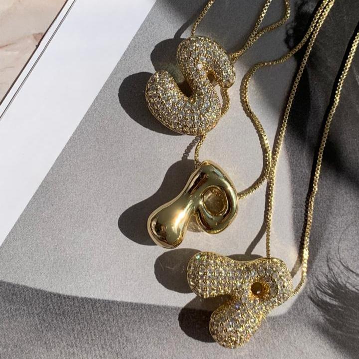 Bubble initial necklace