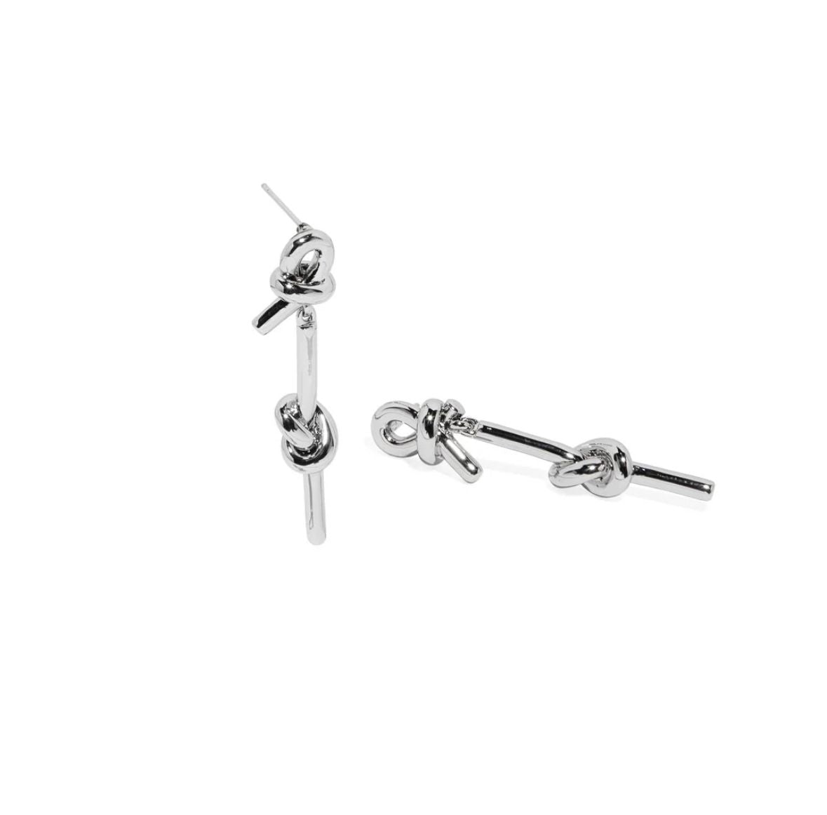 Silver knot drop earrings