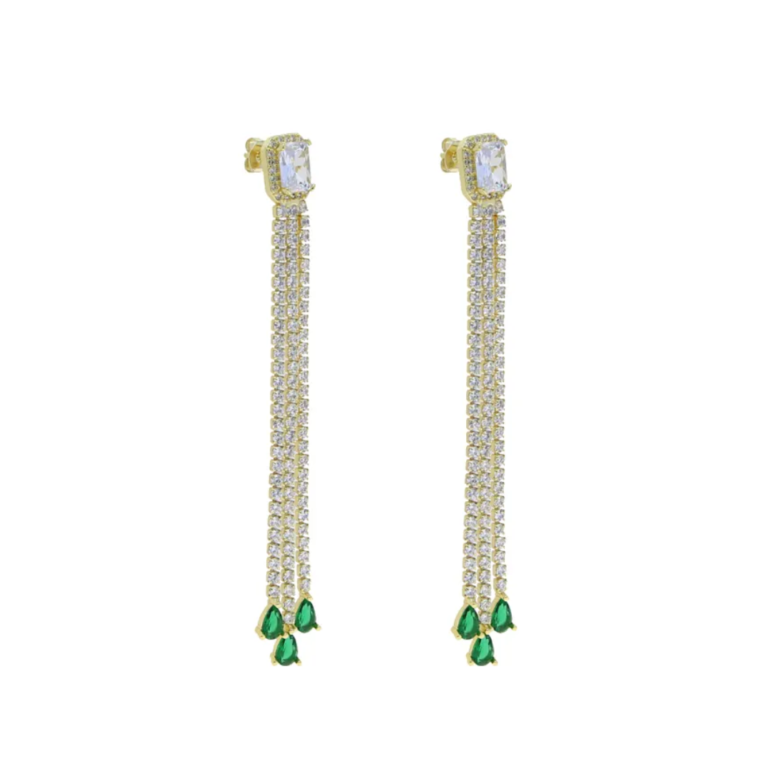 Aretes long tear green