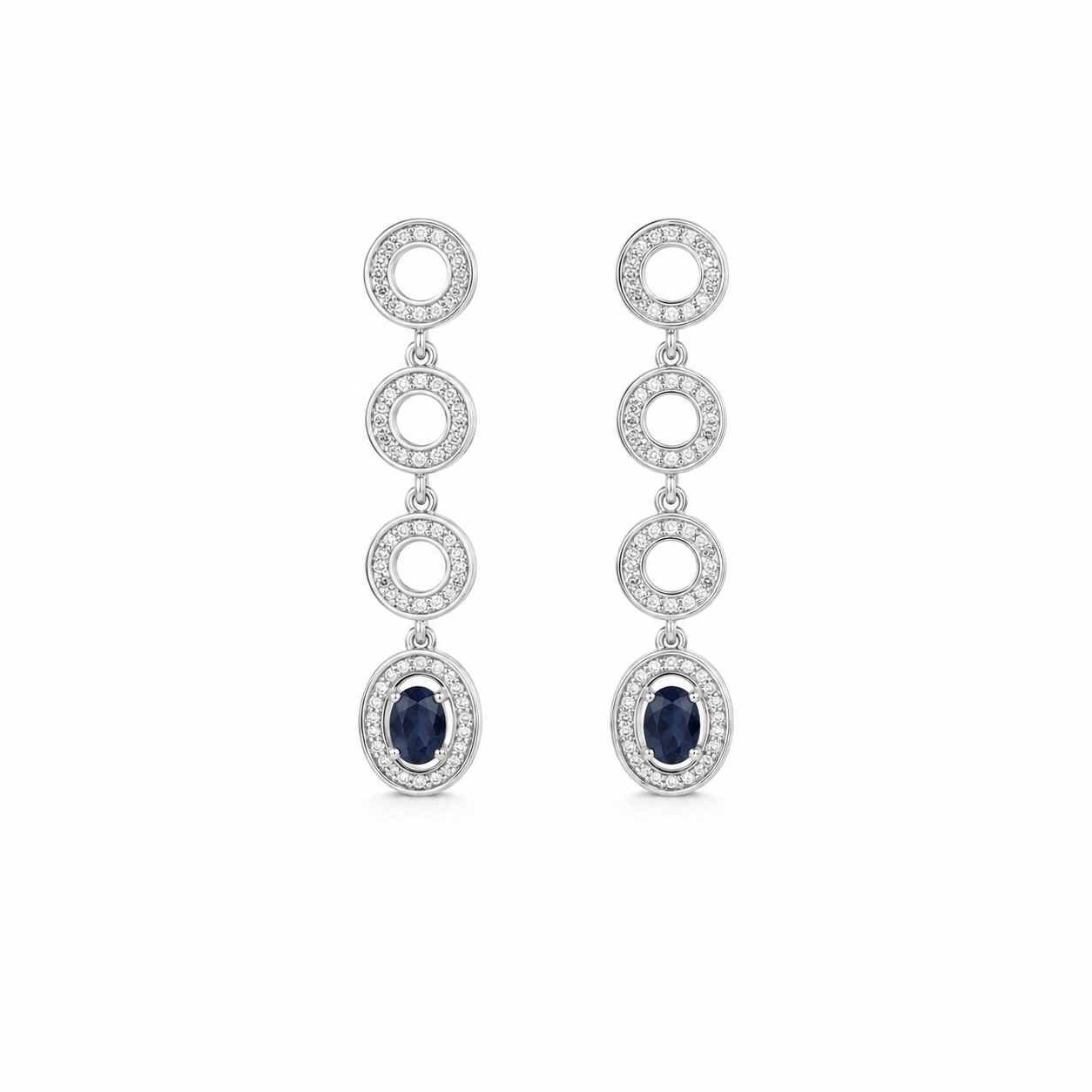 Aretes Cascada de Zafiro y Diamantes