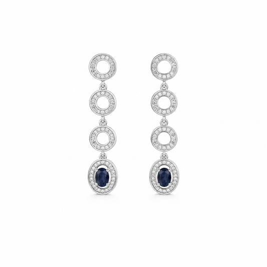 Aretes Cascada de Zafiro y Diamantes
