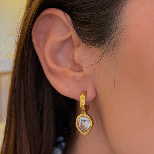 Zirc Drop Golden Hoops