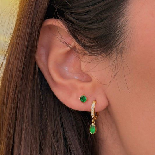 Green Drop Sparkle Hoops