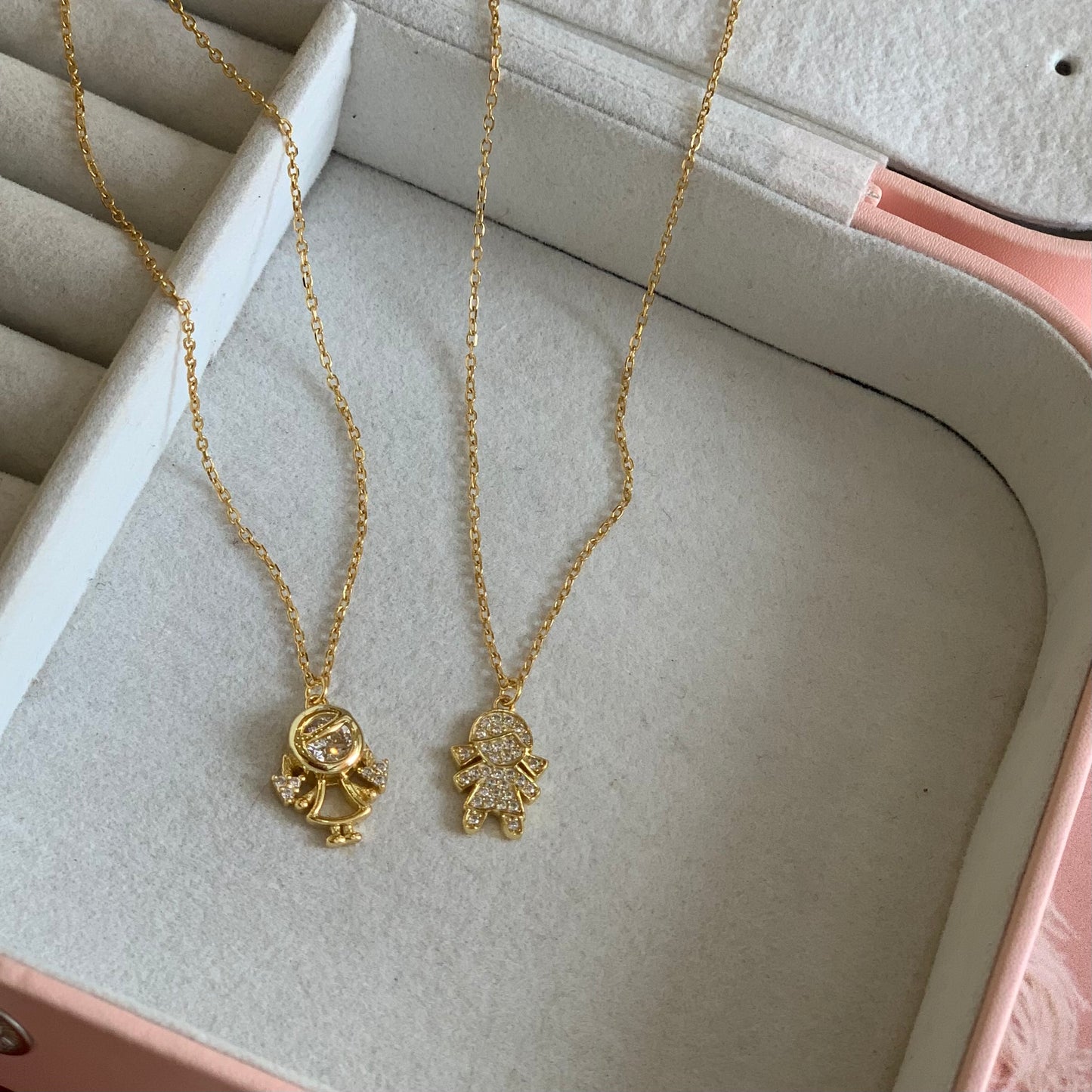 Outline Little Girl Spark Golden Necklace