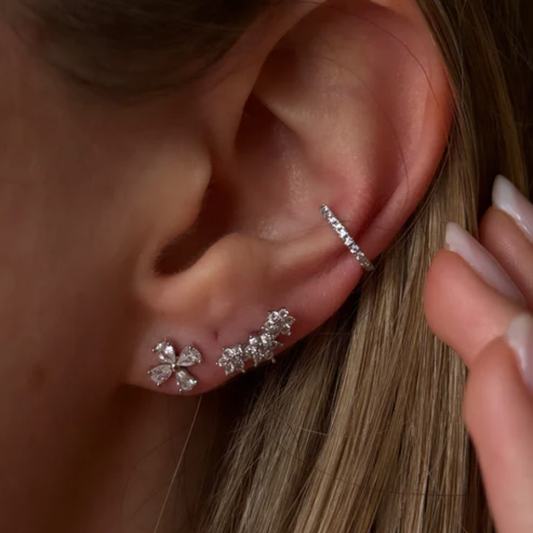 Pretty Flower Silver Studs
