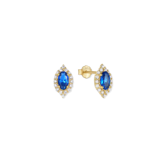 Oval Blue Studs