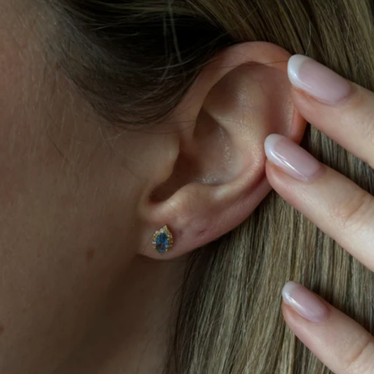 Oval Blue Studs