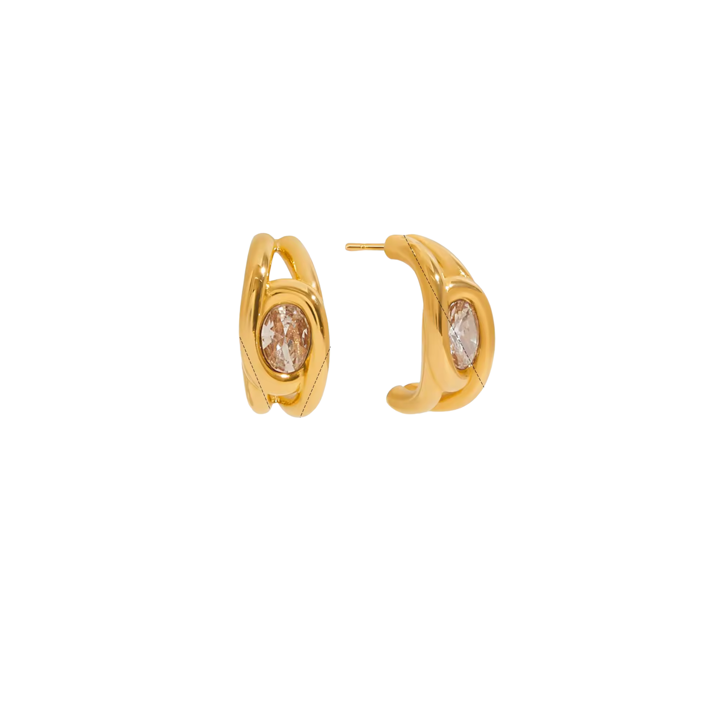 Oval Golden Spark Earrings