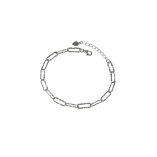 Silver Diamond-Set Figaro Bracelet