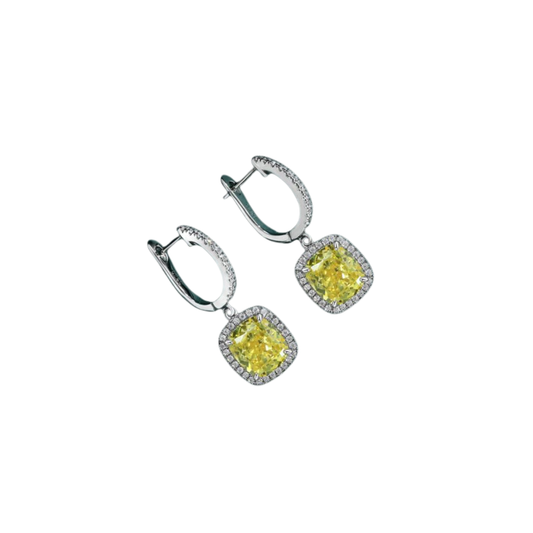 Long Silver Amber Earrings