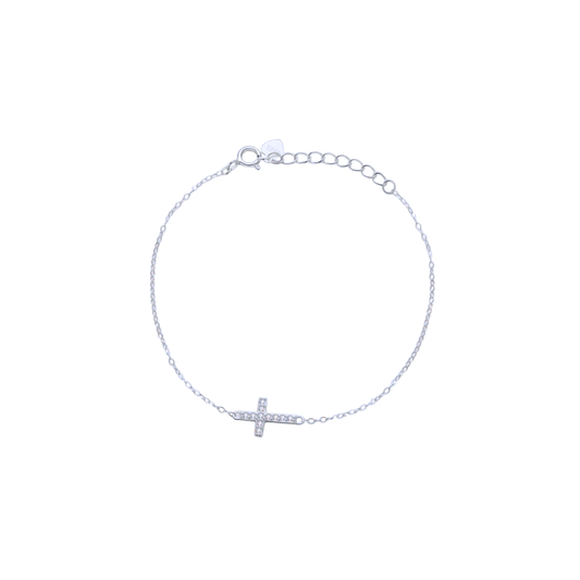 SPARKLING CROSS SILVER BRACELET