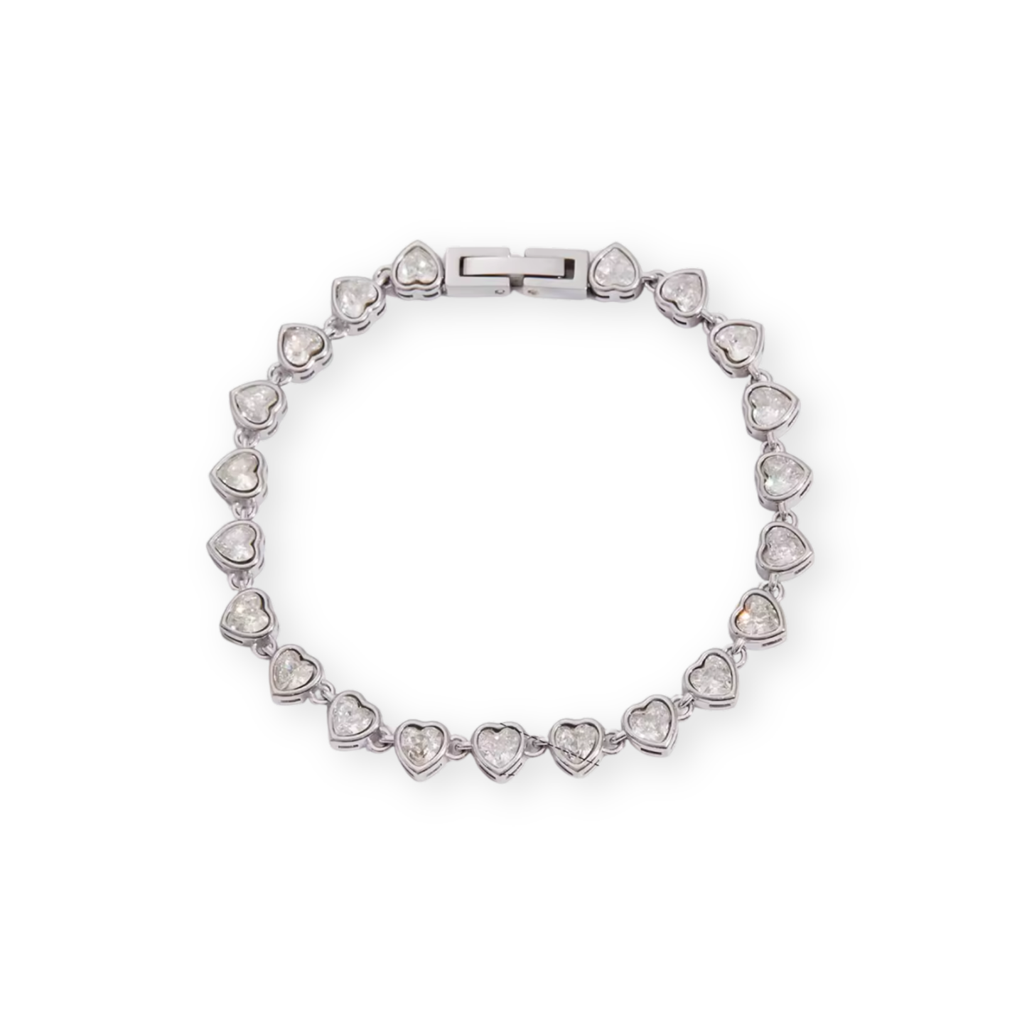 Silver Heart Tennis Bracelet