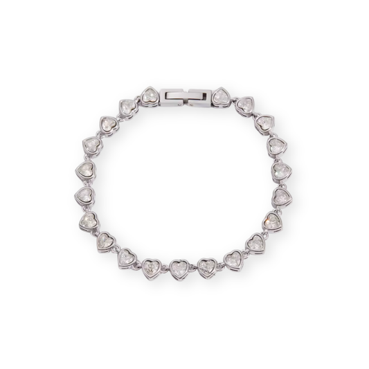 Silver Heart Tennis Bracelet