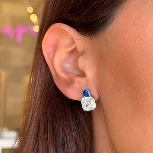 Silver Indigo Blue Earrings