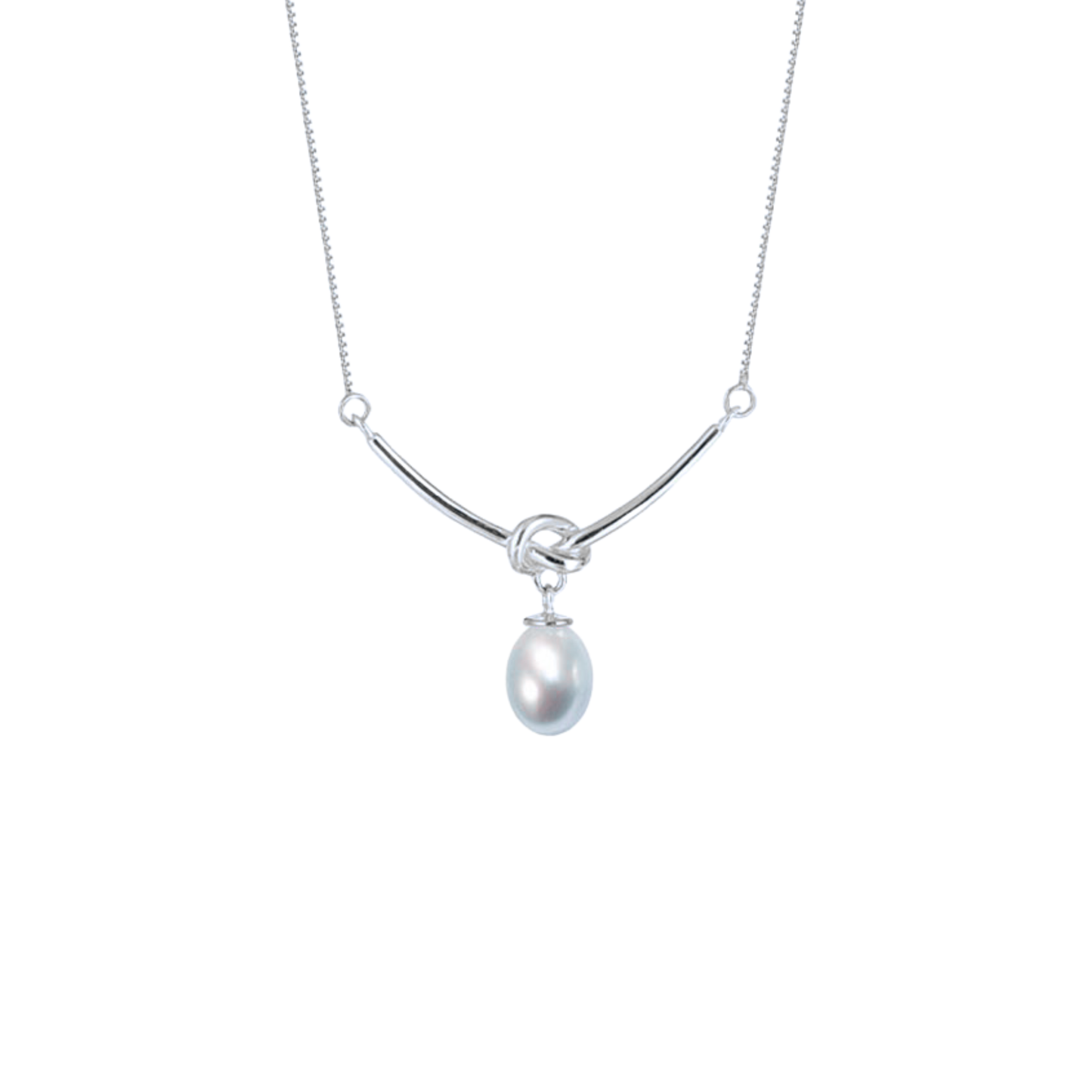 Silver Knot Pearl Necklace