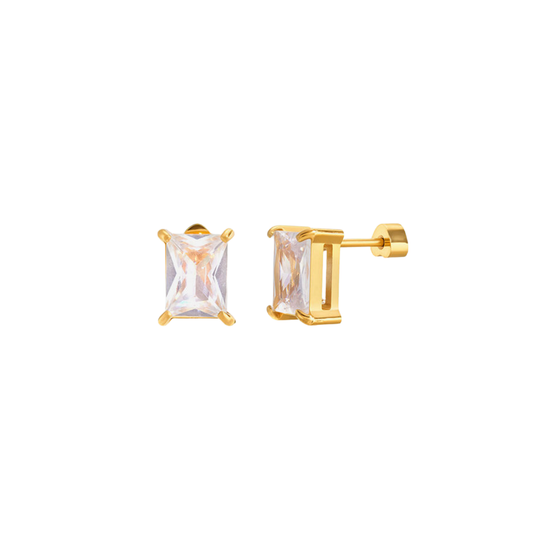 Rectangle Zir Golden Studs