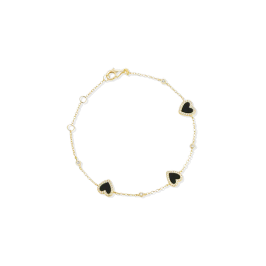 Cute Heart Onyx Bracelet