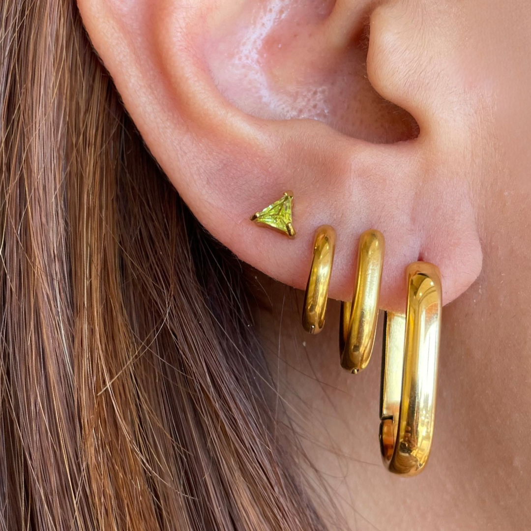 Annie Golden Rectangular Hoops