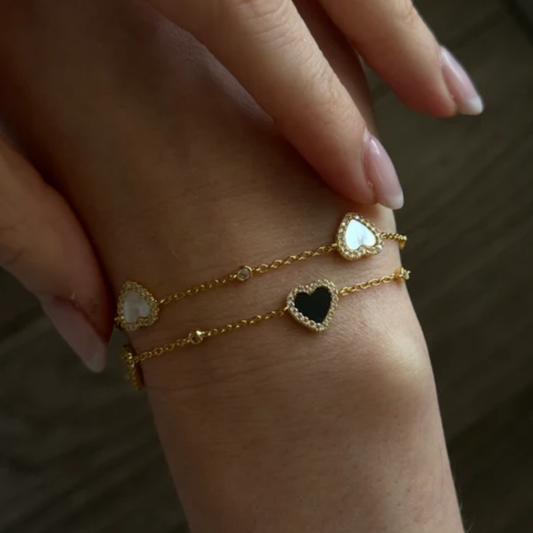 Cute Heart Onyx Bracelet
