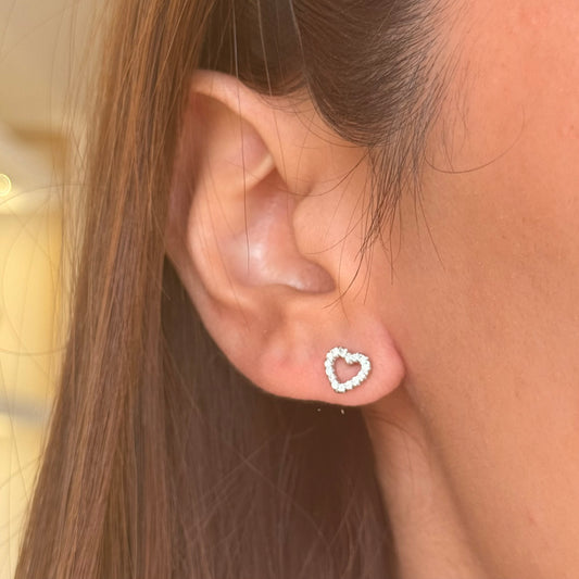 Outline Spark Heart Silver Studs