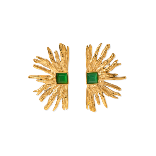 Golden Artsy Green Earrings