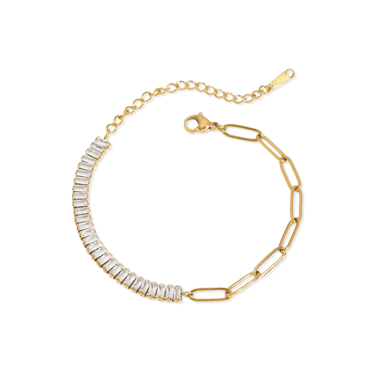 Golden Tennis Baguette Figaro Bracelet