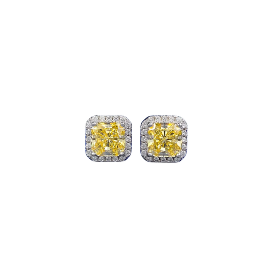 Amber Silver Studs