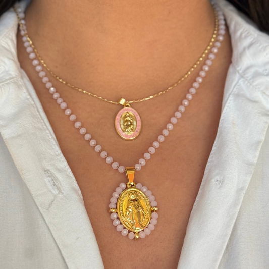 Rosary Golden Baby Pink