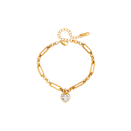 Golden Bracelet Figaro Heart Zir