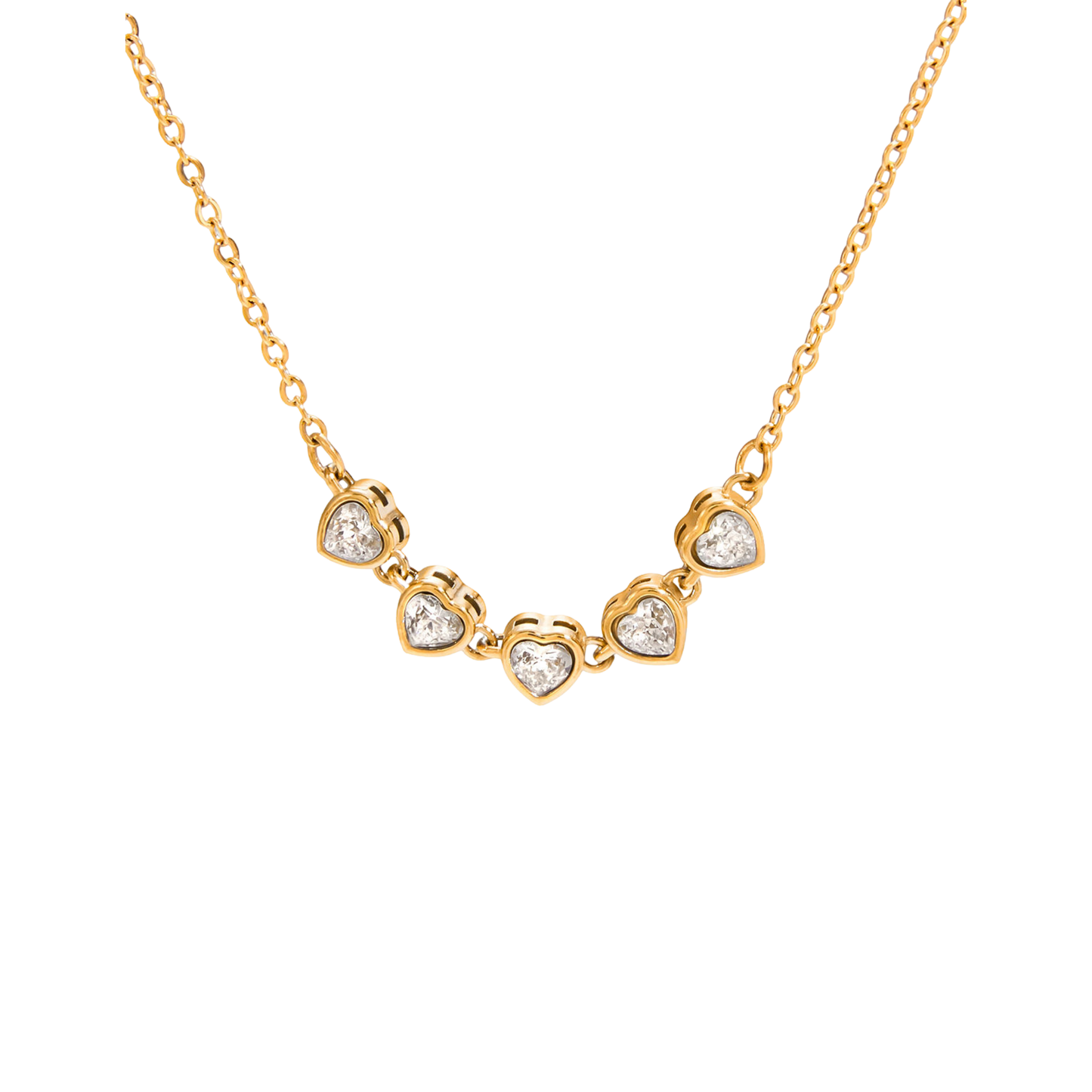 Golden Necklace Multi Heart