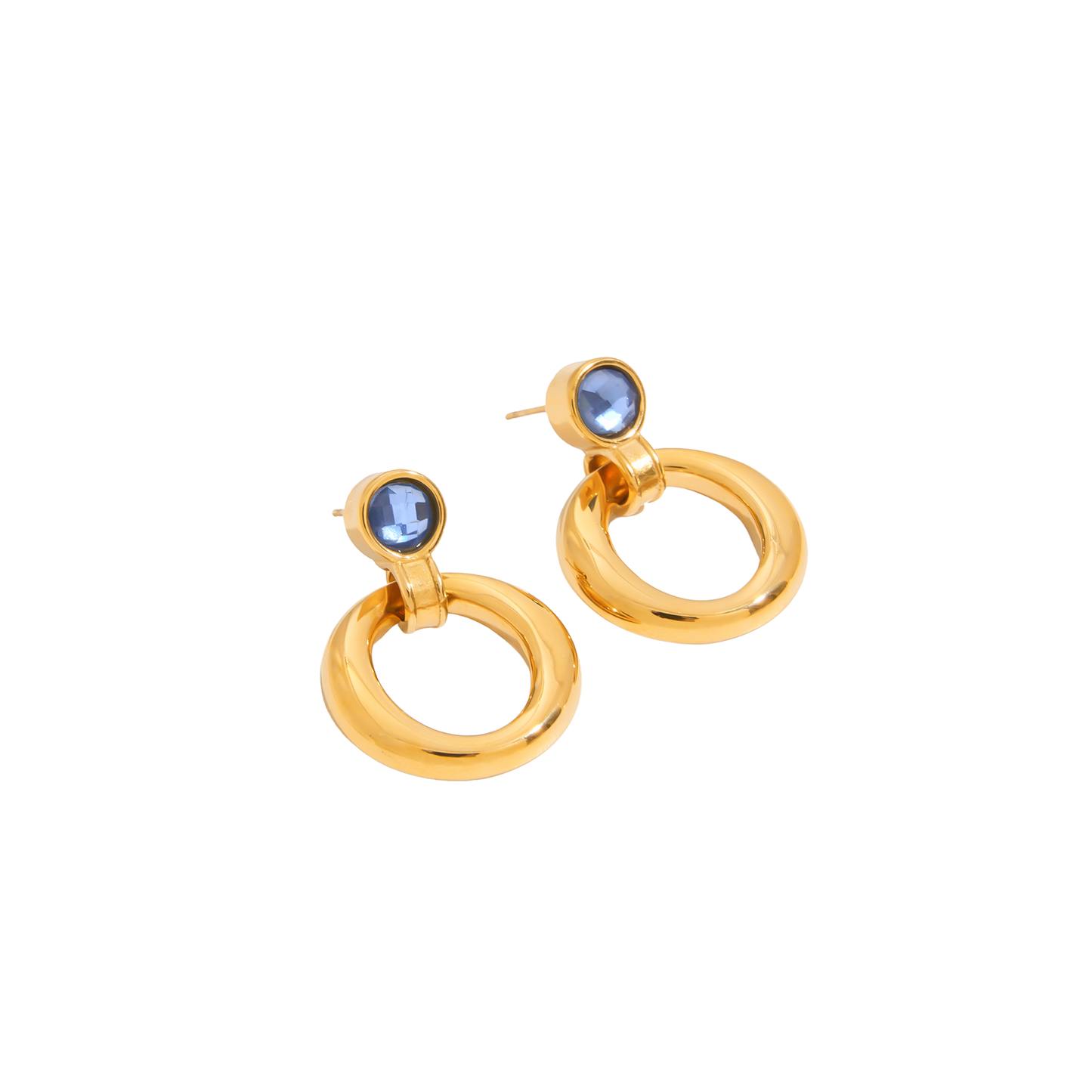 Gold Earrings Blue Lia