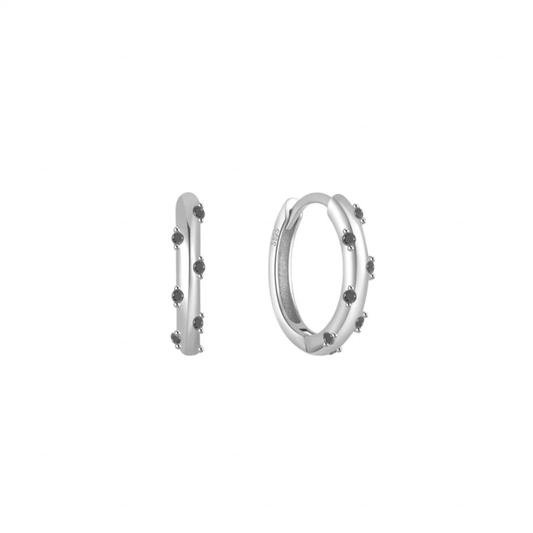 Silver Black Yoli Hoops