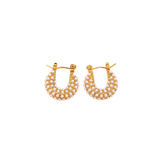 FLAT PEARL GOLDEN HOOPS