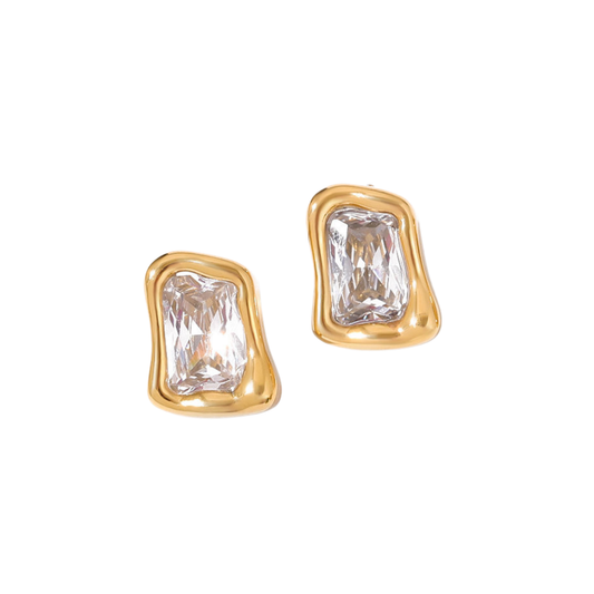 White Artsy Studs