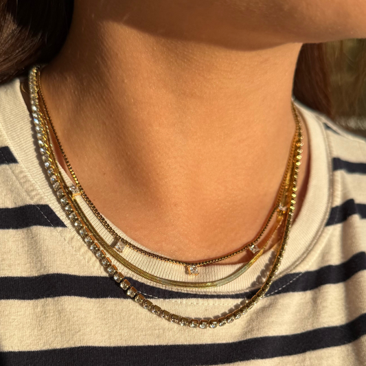 Triple Tennis Necklace Layering