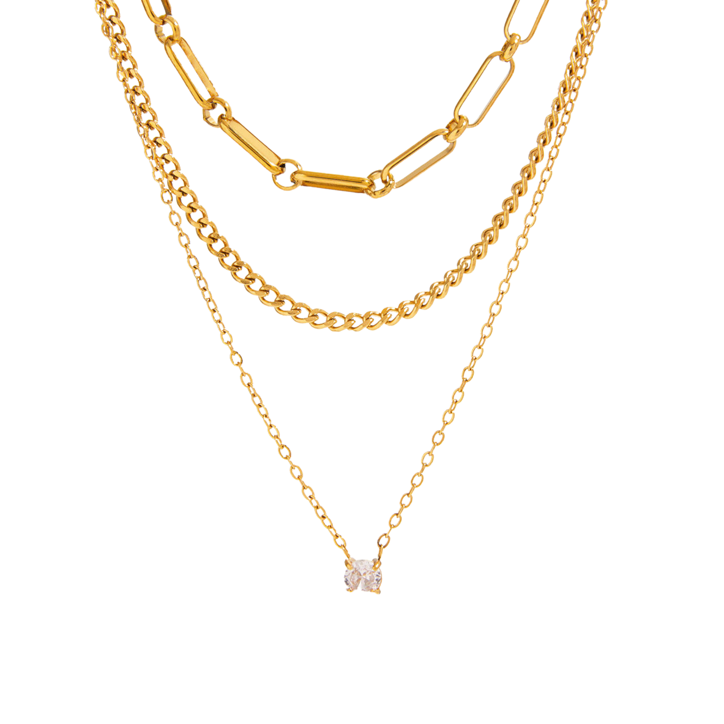 Light Triple Point Necklace