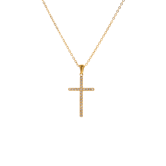 Spark Cross Golden Necklace