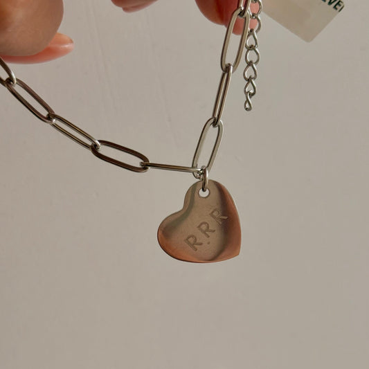Links Heart Silver Engravable Bracelet