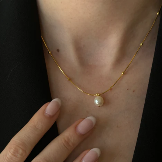 Single Pearl Round Beads Necklace