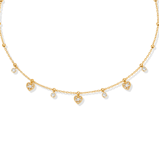 Golden Choker Hearts Necklace