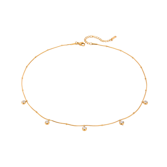 Five Zirconia Golden Necklace