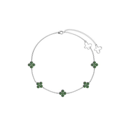 Silver Green Clover Bracelet