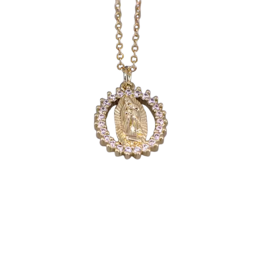 Spark White Virgin Mary Golden Necklace