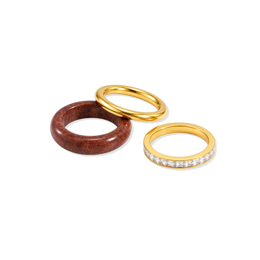 Golden Triple Ring Diana Red