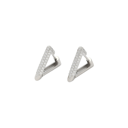 Silver Triangle Hoops
